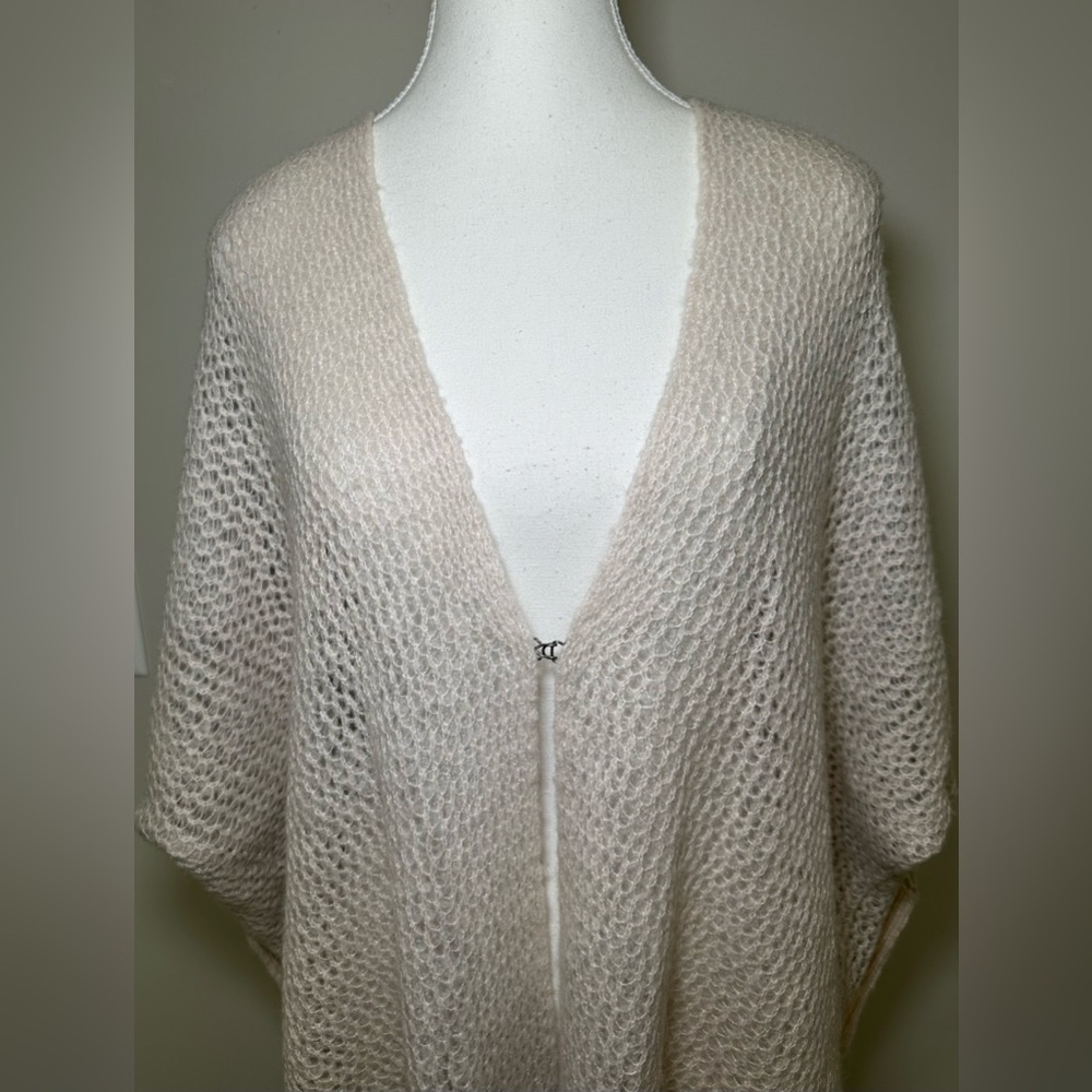 Free People Peek-A-Boo cardigan sweater wool alpaca blend lace loose-knit open M - Picture 5 of 12